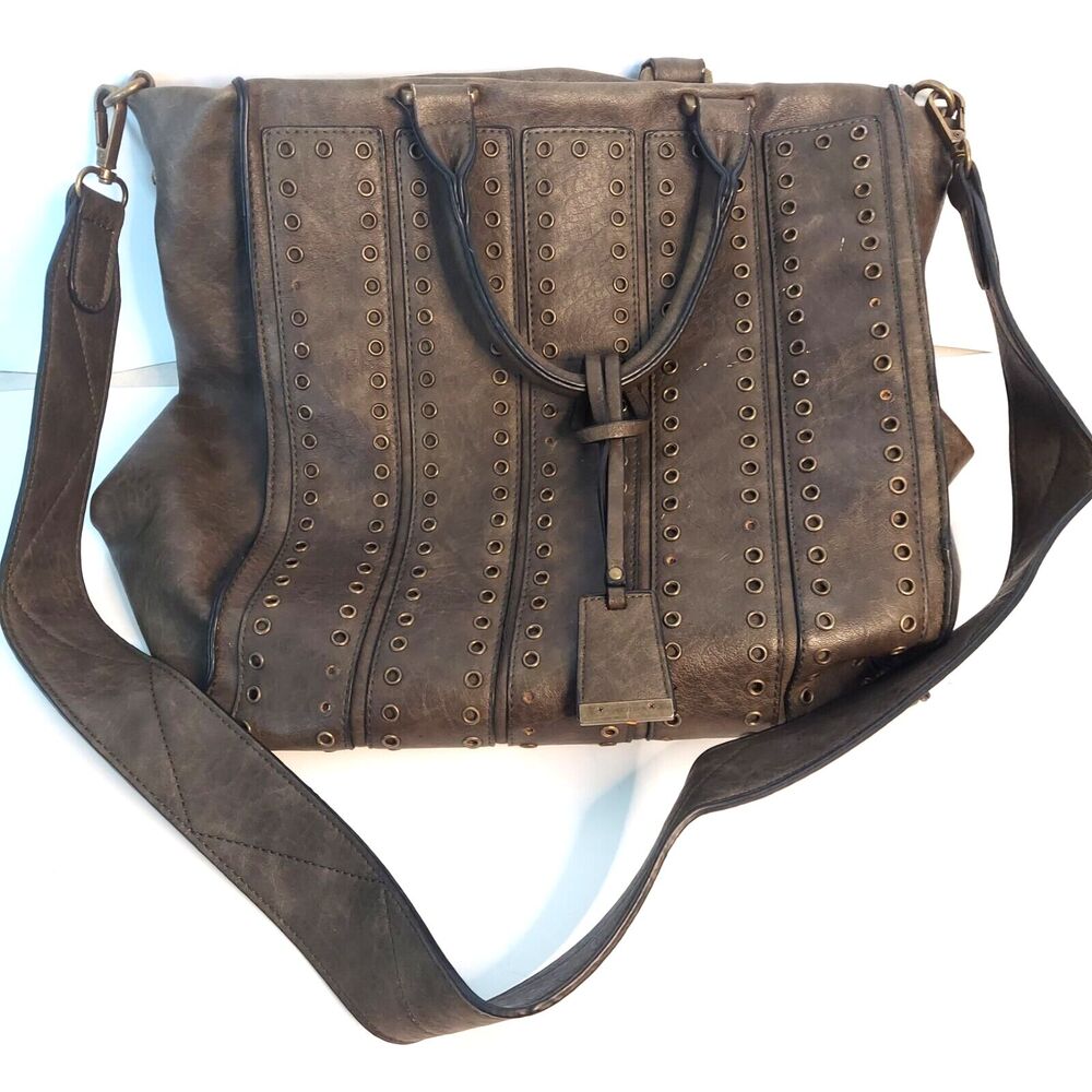 Borsani Large Tote Handbag Crossbody Messenger Bag Rivets *Defects